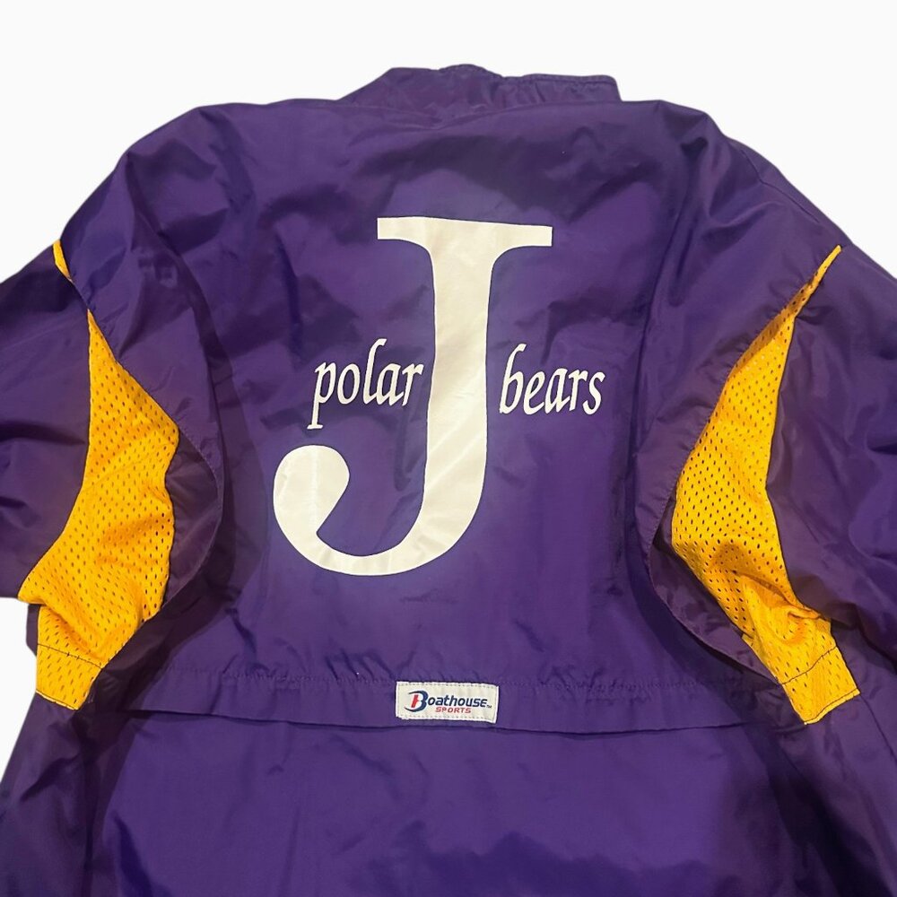 Vintage Boathouse Sports Windbreaker Jacket Polar Bears Purple Yellow USA Made L